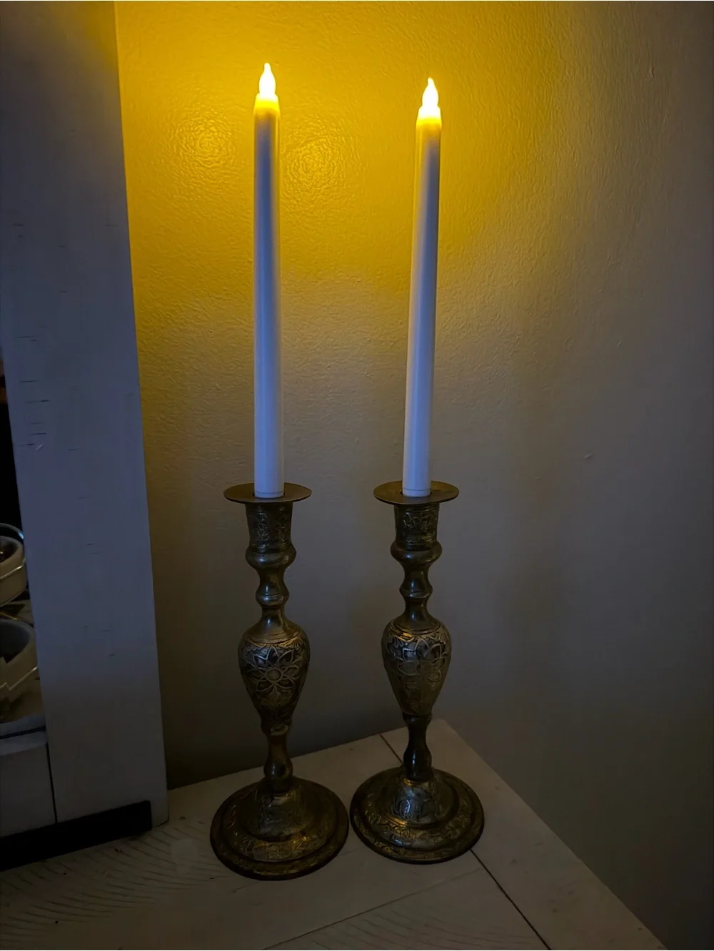 Vintage Brass Candlestick Pair ✨ Made in India